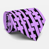 Abstracte kolommen - Pasen Paars op zwart Stropdas (Opgerold)