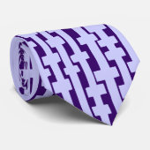 Abstracte kolommen - Powder Blue op diep Paars Stropdas (Opgerold)