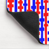 Abstracte kolommen - Rood en Blauw op Wit Muismat (Hoek)