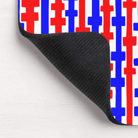 Abstracte kolommen - Rood en Blauw op Wit Muismat (Hoek)