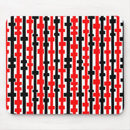 Abstracte kolommen - Rood en zwart op wit Muismat (Voorkant)