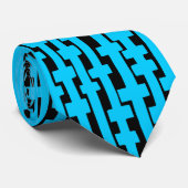 Abstracte kolommen - Sky Blue op zwart Stropdas (Opgerold)