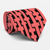 Abstracte kolommen - Tropisch roze op zwart Stropdas (Opgerold)