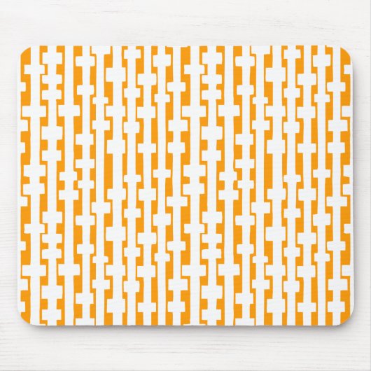 Abstracte kolommen - Wit op Lt Oranje Muismat (Voorkant)