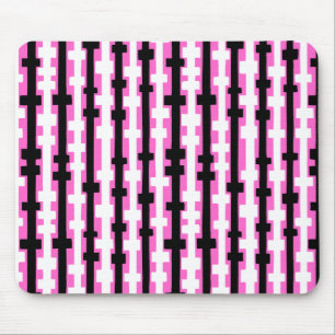 Abstracte Kolommen - Zwart en Wit op Roze Muismat