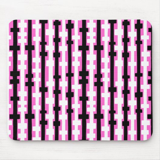 Abstracte Kolommen - Zwart en Wit op Roze Muismat (Voorkant)