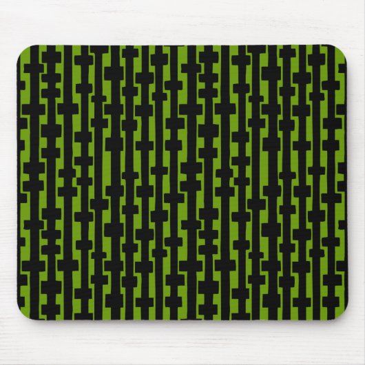 Abstracte kolommen - Zwart op avocado Muismat (Voorkant)