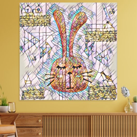 Abstracte konijn canvas afdruk (Insitu (Woonkamer))