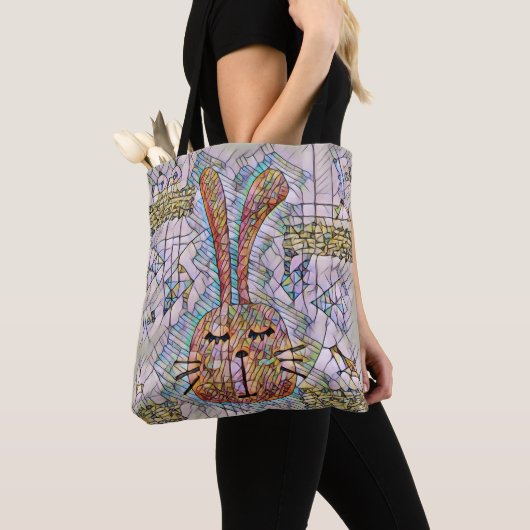 Abstracte konijn tote bag (Dichtbij)