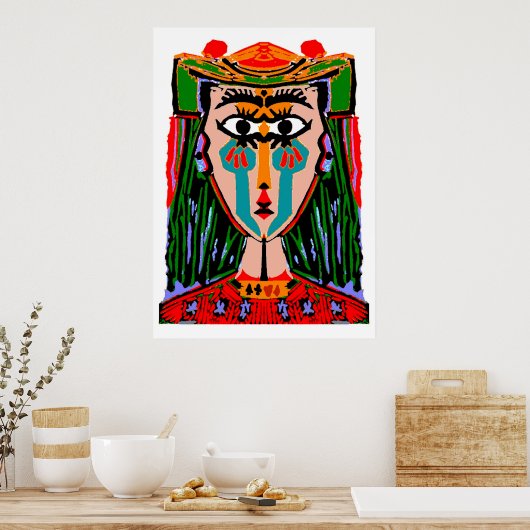 Abstracte koningin van Kaart Poster (Keuken)