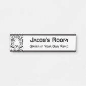 Abstracte kop van zwarte en witte tijger deurbordje (Voorkant)