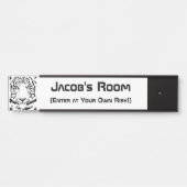 Abstracte kop van zwarte en witte tijger deurbordje (Voorkant)