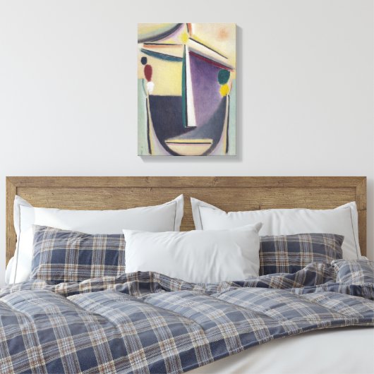 Abstracte Kop, Zwart-Geel-Paars Canvas Afdruk (Insitu (Slaapkamer))