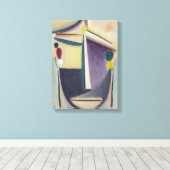 Abstracte Kop, Zwart-Geel-Paars Canvas Afdruk (Insitu (Houten vloer))
