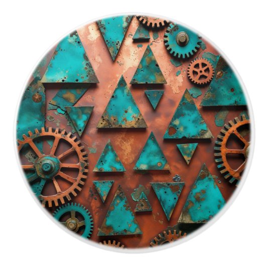 Abstracte Koper- en Metaalvormen Keramische Knop (Voorkant)