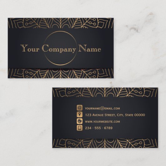 Abstracte koperbladeren - houtskool visitekaartje (Voorkant / Achterkant)