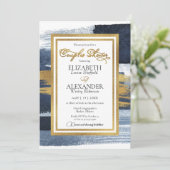 Abstracte koppels doucheuitnodiging | Blauwe foto Kaart (Staand voorkant)