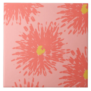 Abstracte Koraal Anjer Bloemen Tegeltje