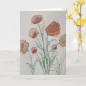 Abstracte Koraal Bloemige Watercolor Kaart (Gele Bloem)
