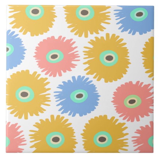 Abstracte Koraal Gele Anjer Bloemen Tegeltje (Voorkant)