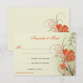 Abstracte Koraal Limoen Bloemen Krullen Reactiekaa Kaart (Voorkant / Achterkant)