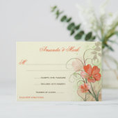 Abstracte Koraal Limoen Bloemen Krullen Reactiekaa Kaart (Staand voorkant)