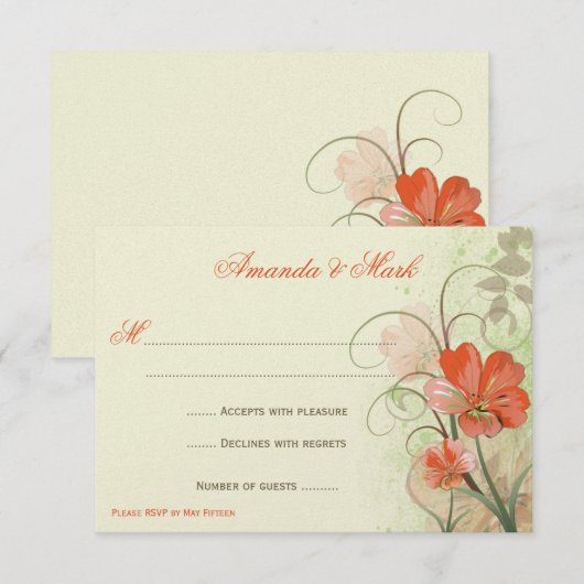 Abstracte koraal Limoen Bloemen Zwirls Reactie Kaa Kaart (Voorkant / Achterkant)