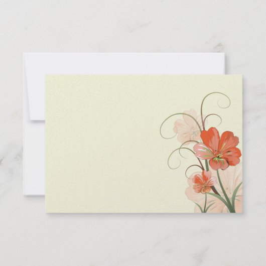 Abstracte koraal Limoen Bloemen Zwirls Reactie Kaa Kaart (Achterkant)