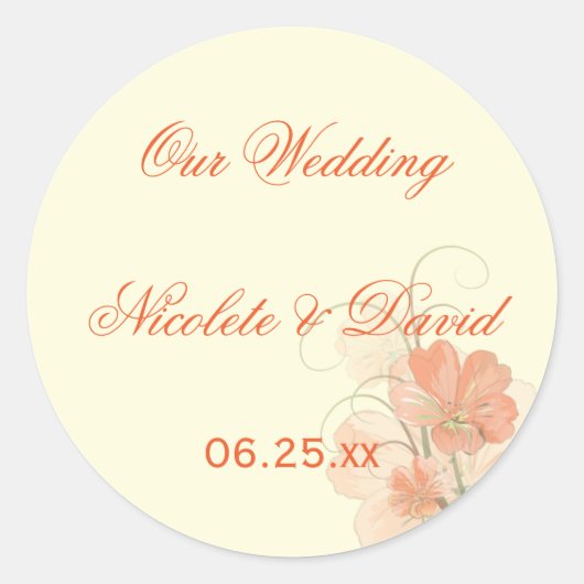 Abstracte koraal Limoen bloemenvelop afdichtingen Ronde Sticker (Voorkant)