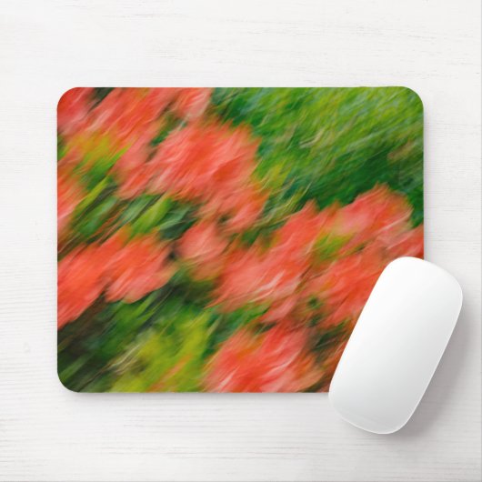 Abstracte Koraal Rhododendrons in Beweging, kunstf Muismat (Met muis)