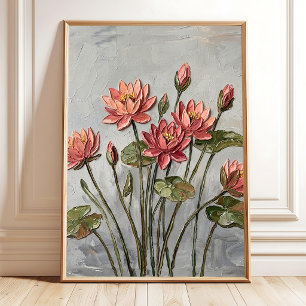 Abstracte Koraal Waterlelie Minimalistische Print