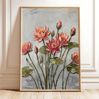 Abstracte Koraal Waterlelie Minimalistische Print