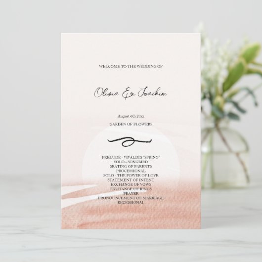 Abstracte Koraal Waterverf Handgeschilderd Programmakaart (Staand voorkant)