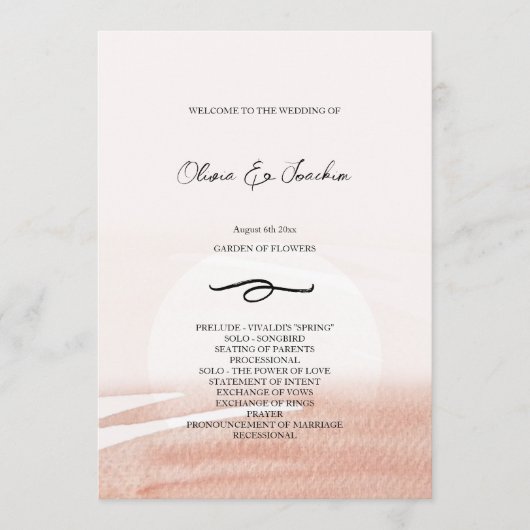 Abstracte Koraal Waterverf Handgeschilderd Programmakaart (Voorkant)