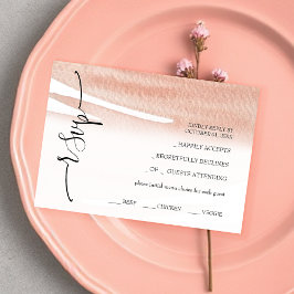 Abstracte Koraal Waterverf Handgeschilderd RSVP Kaartje