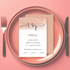 Abstracte Koraal Waterverf Handgeschilderd RSVP Kaartje