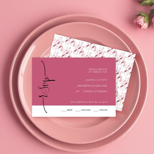 Abstracte Koraal Waterverf Handgeschilderd RSVP Kaartje