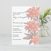 Abstracte koraalbruine roze florale bruiloft kaart (Staand voorkant)