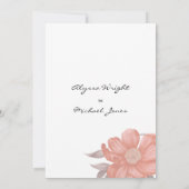 Abstracte koraalbruine roze florale bruiloft kaart (Achterkant)