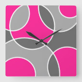 Abstracte koraalroze cirkels vierkante klok (Voorkant)