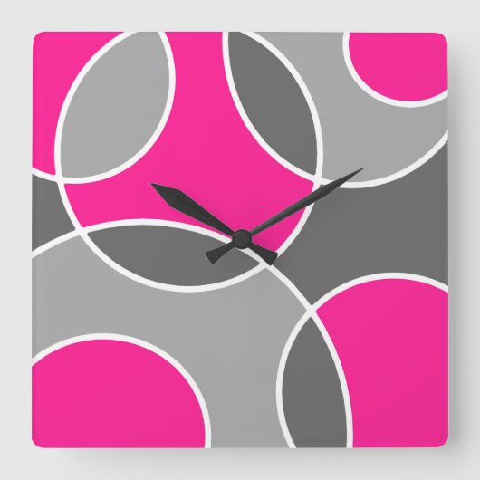 Abstracte koraalroze cirkels vierkante klok (Voorkant)