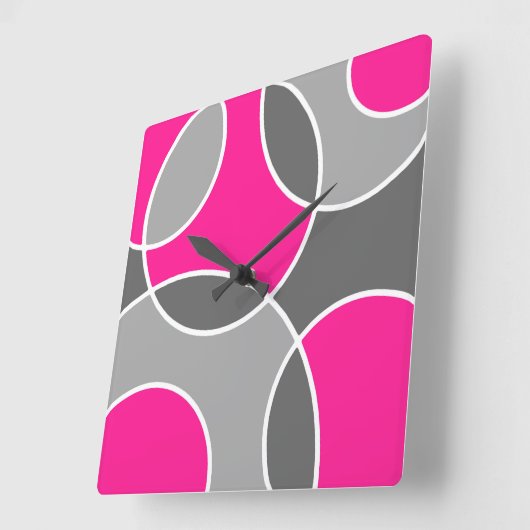 Abstracte koraalroze cirkels vierkante klok (Hoek)