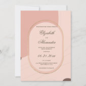 Abstracte koraalroze goudgeometrische bruiloft kaart (Voorkant)
