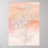 Abstracte koraalWaterverf en papavers 2 Poster (Voorkant)