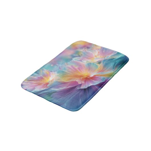 Abstracte kosmische bloemexplosie in pastel badmat (Gekanteld)