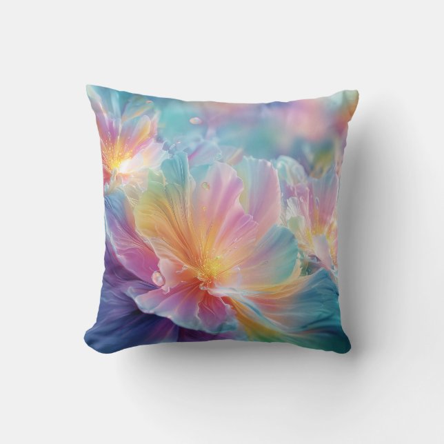 Abstracte kosmische bloemexplosie in pastel kussen (Voorkant)