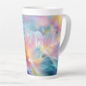 Abstracte kosmische bloemexplosie in pastel latte mok (Rechterhoek)
