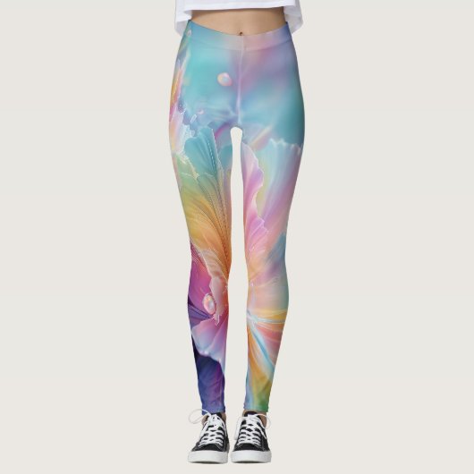 Abstracte kosmische bloemexplosie in pastel leggings (Voorkant)