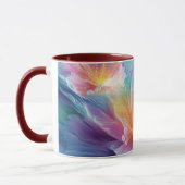Abstracte kosmische bloemexplosie in pastel mok (Links)