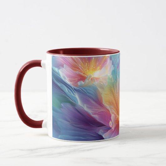 Abstracte kosmische bloemexplosie in pastel mok (Links)